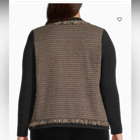 Ming Wang XL Eyelash-Trim Tweed Knit Sweater Jacket - Picture 3 of 10